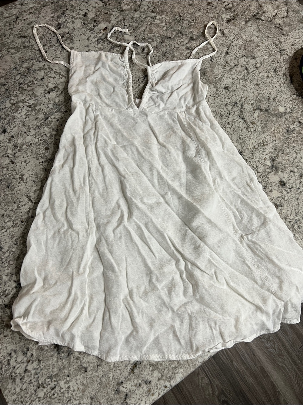 Garage White Spaghetti-Strap Slip Dress with V-Neck